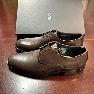 HUGO BOSS Almond-Toe Leather Derby Shoes